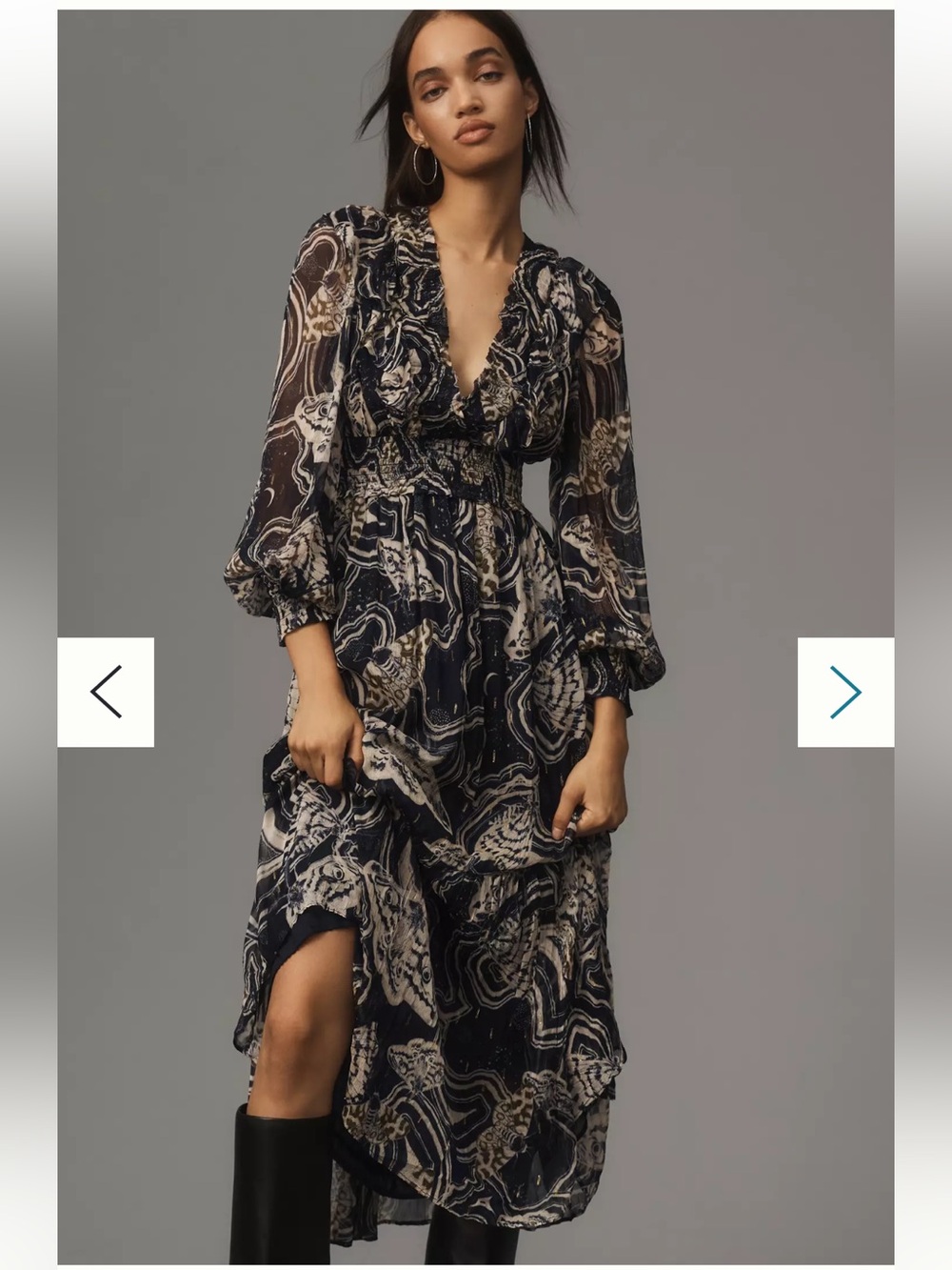 NWT Anthropologie size XSP textured sheer midi dress